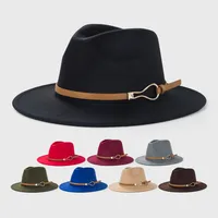 Retro Woolen Hats Men's  Belt Hat Simple Big Brim Jazz Hat main image 1