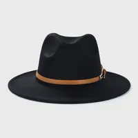 Retro Woolen Hats Men's  Belt Hat Simple Big Brim Jazz Hat main image 2