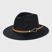 Retro Woolen Hats Men's  Belt Hat Simple Big Brim Jazz Hat main image 3