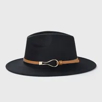 Retro Woolen Hats Men's  Belt Hat Simple Big Brim Jazz Hat main image 4