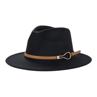 Retro Woolen Hats Men's  Belt Hat Simple Big Brim Jazz Hat main image 5