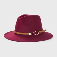 Retro Woolen Hats Men's  Belt Hat Simple Big Brim Jazz Hat sku image 3
