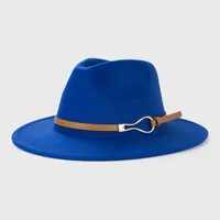 Retro Woolen Hats Men's  Belt Hat Simple Big Brim Jazz Hat sku image 7