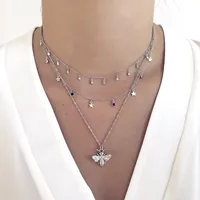 S925 Sterling Silver Heart Star Round Zircon Exquisite Zircon Necklace main image 2