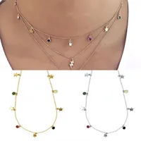 S925 Sterling Silver Heart Star Round Zircon Exquisite Zircon Necklace main image 4