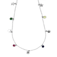 S925 Sterling Silver Heart Star Round Zircon Exquisite Zircon Necklace main image 5