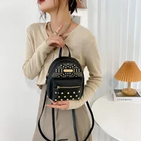 Autumn New Product  Bag Solid Color Diamond-studded Zipper Backpack main image 2