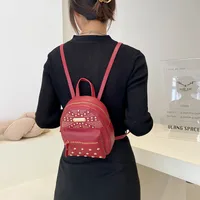 Autumn New Product  Bag Solid Color Diamond-studded Zipper Backpack main image 3