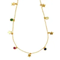 S925 Sterling Silver Heart Star Round Zircon Exquisite Zircon Necklace sku image 1