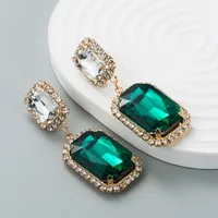 European And American Fashion Glass Diamond Geometric Earrings Women's Long Pendant Earrings main image 3