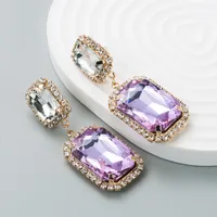 European And American Fashion Glass Diamond Geometric Earrings Women's Long Pendant Earrings main image 4