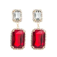European And American Fashion Glass Diamond Geometric Earrings Women's Long Pendant Earrings main image 5