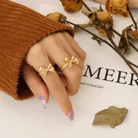 Wholesale Jewelry Fashion Bow Knot 304 Stainless Steel No Inlaid 18K Gold Plated Plating main image 1