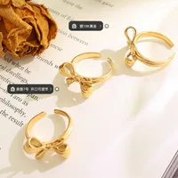 Wholesale Jewelry Fashion Bow Knot 304 Stainless Steel No Inlaid 18K Gold Plated Plating main image 3