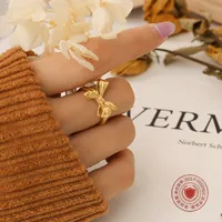 Wholesale Jewelry Fashion Bow Knot 304 Stainless Steel No Inlaid 18K Gold Plated Plating main image 4