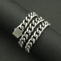 Hip-hop Punk Glossy Stainless Steel Spring Clasp Cuban Chain Trendy Necklace main image 3