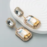 European And American Fashion Glass Diamond Geometric Earrings Women's Long Pendant Earrings sku image 2