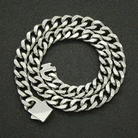 Hip-hop Punk Glossy Stainless Steel Spring Clasp Cuban Chain Trendy Necklace sku image 6