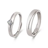Korean Version Of Diamond-encrusted Zircon Copper Couple Rings main image 5