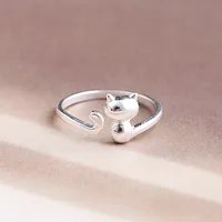 Cute Creative Small Animal Cat Open Copper Ring main image 1