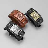 Retro Viking Pattern Cowhide Bracelet Personalized Woven Men's Leather Bracelet main image 2