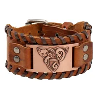 Retro Viking Pattern Cowhide Bracelet Personalized Woven Men's Leather Bracelet main image 5