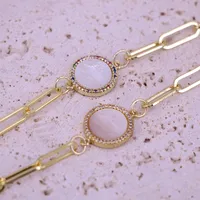 Virgin Mary  Shell Inlaid Colored Zircon Round Plate Thick Chain Bracelet main image 3