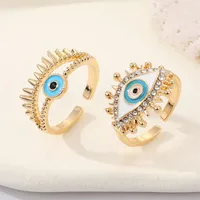 Punk Personality Full Diamond Hollow Eye Ring Turkey Devil Eye Open Ring main image 1