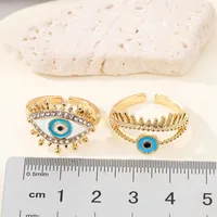 Punk Personality Full Diamond Hollow Eye Ring Turkey Devil Eye Open Ring main image 2