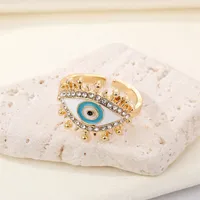 Punk Personality Full Diamond Hollow Eye Ring Turkey Devil Eye Open Ring main image 4