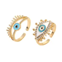 Punk Personality Full Diamond Hollow Eye Ring Turkey Devil Eye Open Ring main image 5