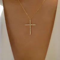 Simple Full Diamond Cross Necklace Wholesale Jewelry main image 5