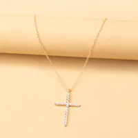 Simple Full Diamond Cross Necklace Wholesale Jewelry main image 4