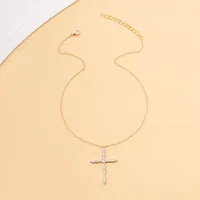 Simple Full Diamond Cross Necklace Wholesale Jewelry main image 3