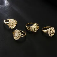 Europe And America Hot Sale New Copper-plated Gold Religious Jewelry Virgin Mary Open Ring main image 2