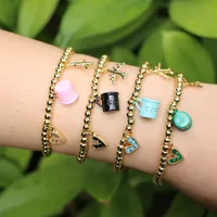 Creative Trend Fun Cute Coffee Cup Airplane Heart Pendant Round Bead Bracelet main image 5