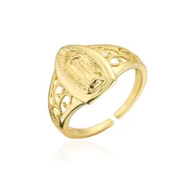 Europe And America Hot Sale New Copper-plated Gold Religious Jewelry Virgin Mary Open Ring sku image 1