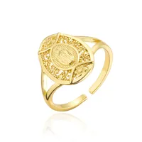Europe And America Hot Sale New Copper-plated Gold Religious Jewelry Virgin Mary Open Ring sku image 2