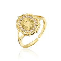 Europe And America Hot Sale New Copper-plated Gold Religious Jewelry Virgin Mary Open Ring sku image 3