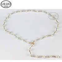Pearl Waist Chain Decoration Dress Belt Fashion Inlaid Rhinestone Sweater Metal Waist Chain sku image 1