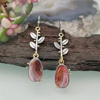New Creative Tree Leaf Agate Earrings Dangle Earrings main image 3