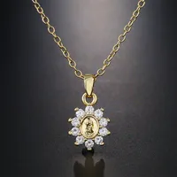 European And American Religious Jewelry Exquisite Copper Micro-inlaid Zircon Virgin Pendant Necklace main image 1