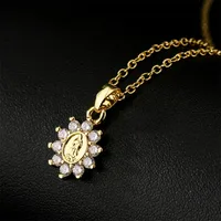 European And American Religious Jewelry Exquisite Copper Micro-inlaid Zircon Virgin Pendant Necklace main image 3