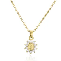 European And American Religious Jewelry Exquisite Copper Micro-inlaid Zircon Virgin Pendant Necklace main image 5