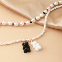 European And American Little Bear Pendant Female Pearl Beads Necklace Female main image 4