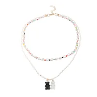 European And American Little Bear Pendant Female Pearl Beads Necklace Female main image 5