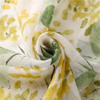 Bali Yarn Cotton Fruit Green Bright Yellow Leaf Printing Tassel Scarf Shawl main image 4