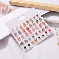 20 Pairs Of Small Daisy Love Earrings Set Fashion Popular Flower Bee Earrings Wholesale main image 3