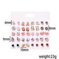 20 Pairs Of Small Daisy Love Earrings Set Fashion Popular Flower Bee Earrings Wholesale main image 5