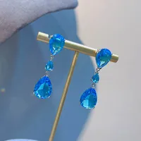 New Moissan Diamond Drop Earrings Female Fashion Colorful Diamond Copper Earrings main image 3